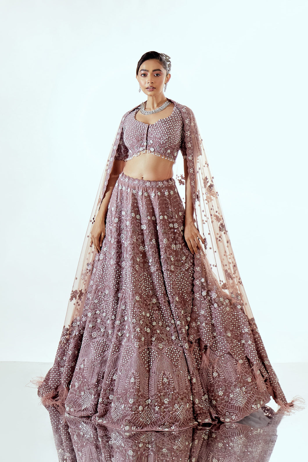 IRISH WINE - IRISH ORGANZA LEHENGA SET