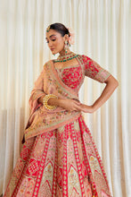 Load image into Gallery viewer, Jodha - Cherry Blossom Glow Raw Silk Zardosi Bridal Lehenga Set
