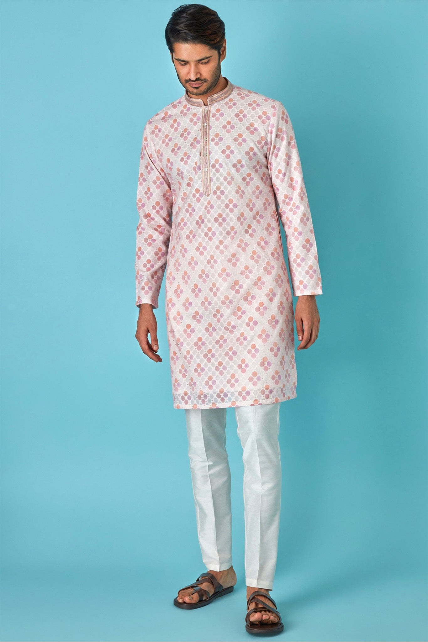 Offwhite Paradise Multicolour Chanderi Jacquard Kurta