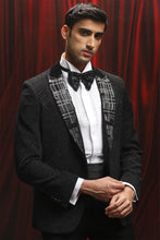 Load image into Gallery viewer, Black Jacquard Embellished Lapel Tuxedo
