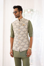 Load image into Gallery viewer, Sage Green Paisley Printed Bundi Set
