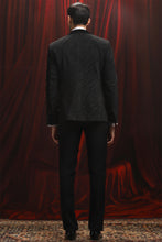 Load image into Gallery viewer, Black Jacquard Embellished Lapel Tuxedo
