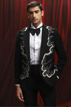 Load image into Gallery viewer, Black Velvet Symmetric Embroidered Tuxedo
