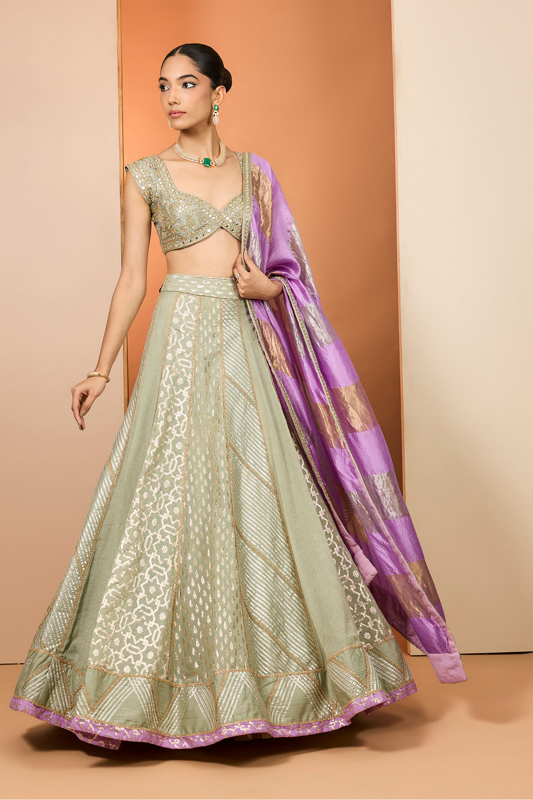 Green lehenga set