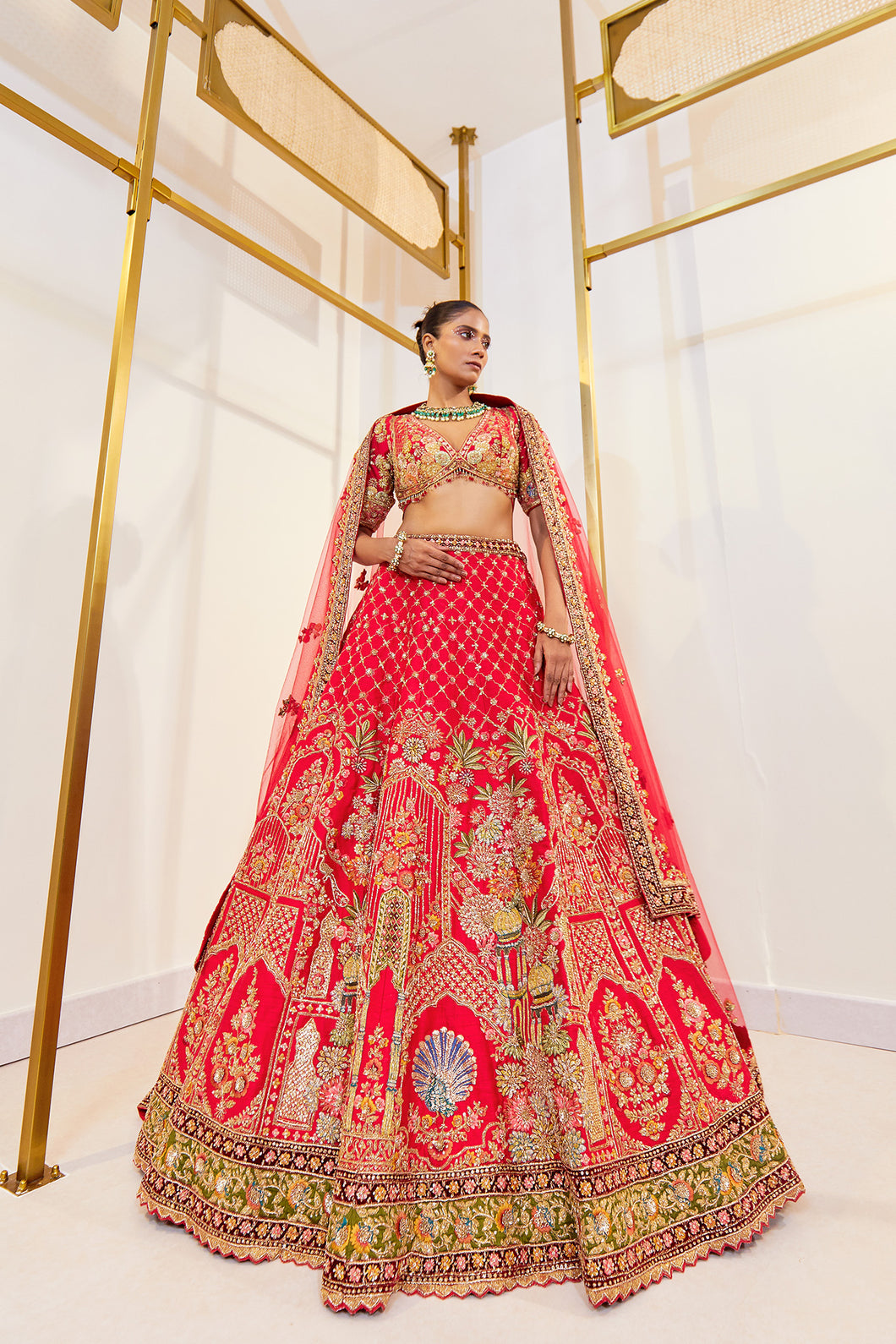 Sunderban - Eternal Ember Raw Silk Zardosi Bridal Lehenga Set
