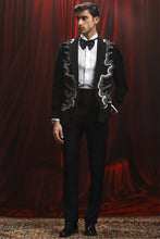 Load image into Gallery viewer, Black Velvet Symmetric Embroidered Tuxedo
