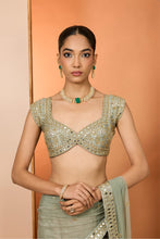Load image into Gallery viewer, Green organza saree
