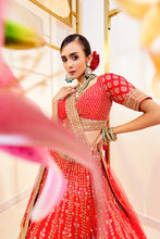 Load image into Gallery viewer, Diksha D21 - Allure red  Raw Silk Zardosi Bridal Lehenga Set
