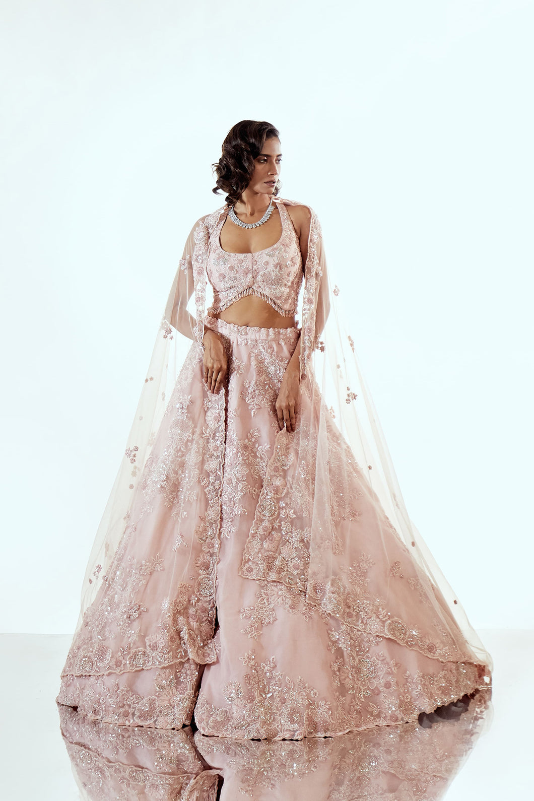 PARAGON PINK - PARAGON PINK ORGANZA LEHENGA SET