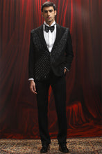 Load image into Gallery viewer, Black velvet Metal Embellished Tuxedo
