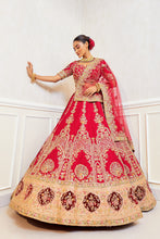 Load image into Gallery viewer, Rangsagar - Majestic Maroon Raw Silk Zardosi Bridal Lehenga Set
