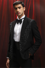Load image into Gallery viewer, Black velvet Metal Embellished Tuxedo
