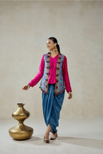 Load image into Gallery viewer, Royal Blue Patola Short Jacket With Dhoti Skirt Set
