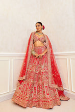 Load image into Gallery viewer, Roopsagar - Sizzling Scarlet Red Raw Silk Zardosi Bridal Lehenga Set
