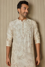 Load image into Gallery viewer, Ivory Opulence Chanderi Silk Kurta with Sequin, Dabka, Moti, and Resham Embroidery
