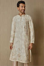 Load image into Gallery viewer, Ivory Opulence Chanderi Silk Kurta with Sequin, Dabka, Moti, and Resham Embroidery
