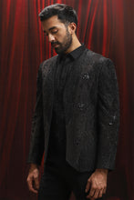 Load image into Gallery viewer, Black Sequin Embellished Velvet Blazer
