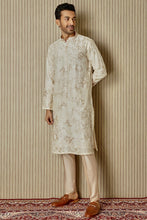 Load image into Gallery viewer, Ivory Opulence Chanderi Silk Kurta with Sequin, Dabka, Moti, and Resham Embroidery
