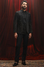 Load image into Gallery viewer, Black Sequin Embellished Velvet Blazer
