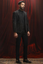 Load image into Gallery viewer, Black Sequin Embellished Velvet Blazer
