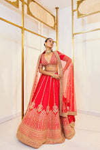 Load image into Gallery viewer, Diksha D 20 - Carmine Charm Red  Raw Silk Zardosi Bridal Lehenga Set
