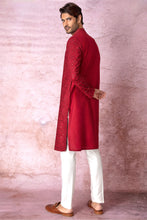Load image into Gallery viewer, Red Radiance Chanderi Silk Kurta with Resham and Sequins, Cross Stitch Embroidery
