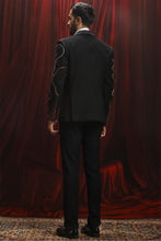 Load image into Gallery viewer, Black hotfix Kantha Embroidered Velvet Blazer
