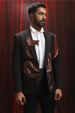 Load image into Gallery viewer, Black hotfix Kantha Embroidered Velvet Blazer

