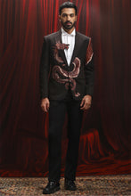 Load image into Gallery viewer, Black hotfix Kantha Embroidered Velvet Blazer
