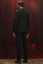 Load image into Gallery viewer, Black Multicolor Kantha Embroidered Velvet Blazer
