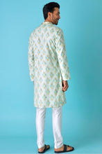 Load image into Gallery viewer, Emerald Elegance Diamond Print Jaquard Green Kurta
