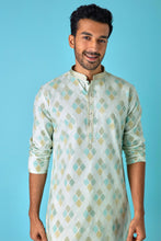 Load image into Gallery viewer, Emerald Elegance Diamond Print Jaquard Green Kurta
