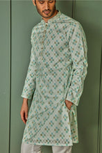 Load image into Gallery viewer, Pastel Delight Light Green Jaquard Round Design Kurta
