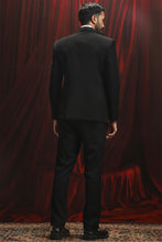 Load image into Gallery viewer, Black Embellished Velvet Tuxedo Blazer
