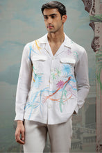 Load image into Gallery viewer, White Abstract Hand-Painted Cotton Shacket
