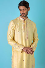 Load image into Gallery viewer, Yellow Charm Mirror Chanderi Silk Kurta
