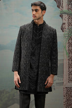 Load image into Gallery viewer, Black velvet zari Embroidered Open Indowestern
