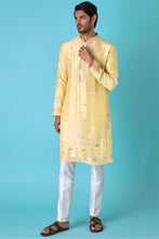 Load image into Gallery viewer, Yellow Charm Mirror Chanderi Silk Kurta
