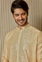 Load image into Gallery viewer, Golden Splendor Jaquard Silk Kurta with Mirror Work
