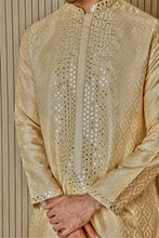 Load image into Gallery viewer, Golden Splendor Jaquard Silk Kurta with Mirror Work
