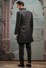 Load image into Gallery viewer, Black velvet zari Embroidered Open Indowestern
