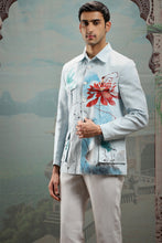 Load image into Gallery viewer, Light Blue Hand-Painted Cotton Shacket
