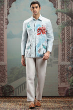 Load image into Gallery viewer, Light Blue Hand-Painted Cotton Shacket
