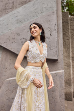 Load image into Gallery viewer, Opal - An Ivory shimmer sangeet lehenga
