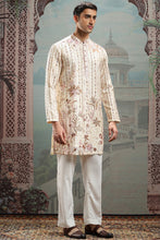 Load image into Gallery viewer, Ivory Floral Embroidered Silk Kurta
