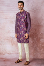 Load image into Gallery viewer, Royal Purple Cross-Stitch Elegance Chanderi Silk Kurta
