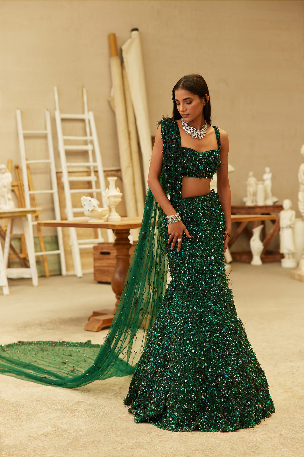Forest Jewel mermaid lehenga