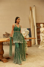 Load image into Gallery viewer, Emerald pearl sharara set
