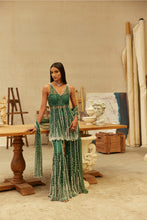 Load image into Gallery viewer, Emerald pearl sharara set
