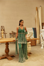 Load image into Gallery viewer, Emerald pearl sharara set
